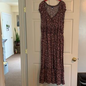 Cap sleeve summer maxi dress with tie front